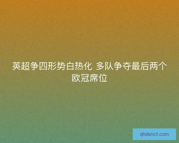 英超争四形势白热化 多队争夺最后两个欧冠席位